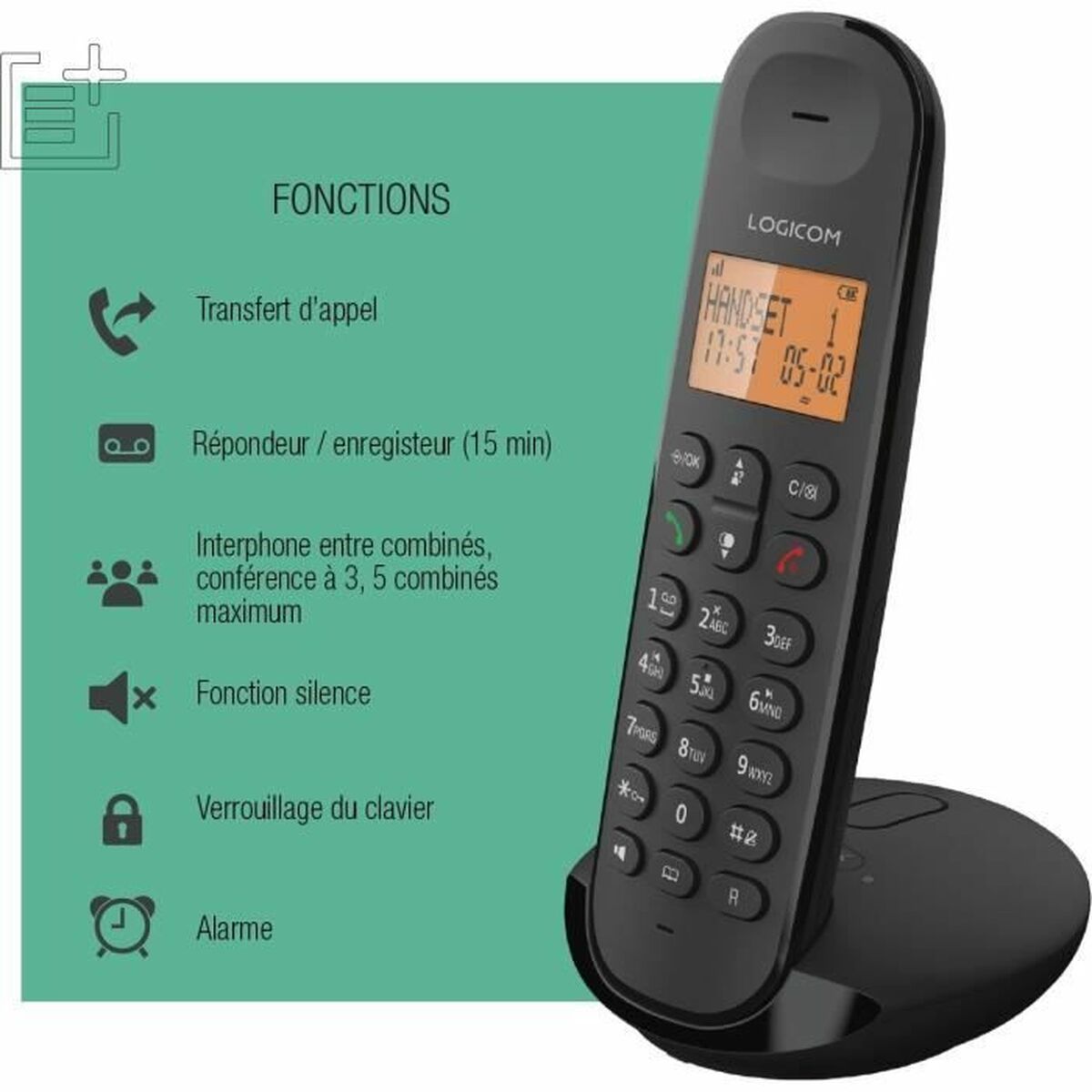 Fiksētais Telefons Logicom DECT ILOA 155T SOLO Melns